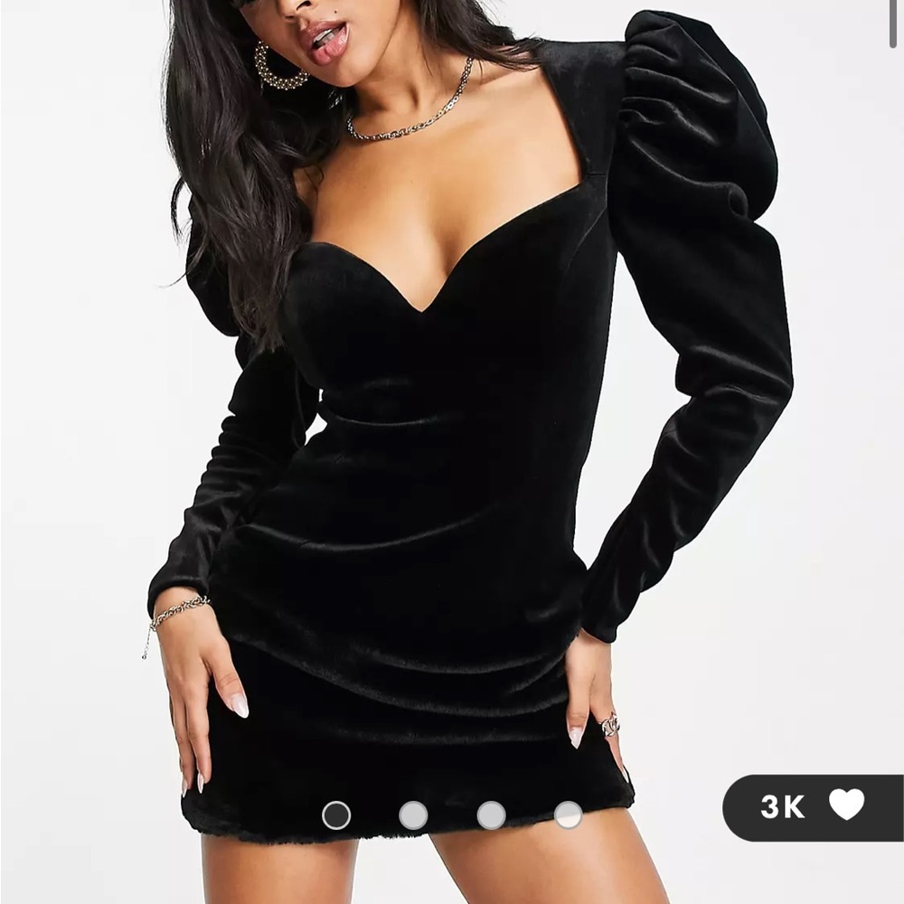 ASOS Luxe velvet puff sleeve dress